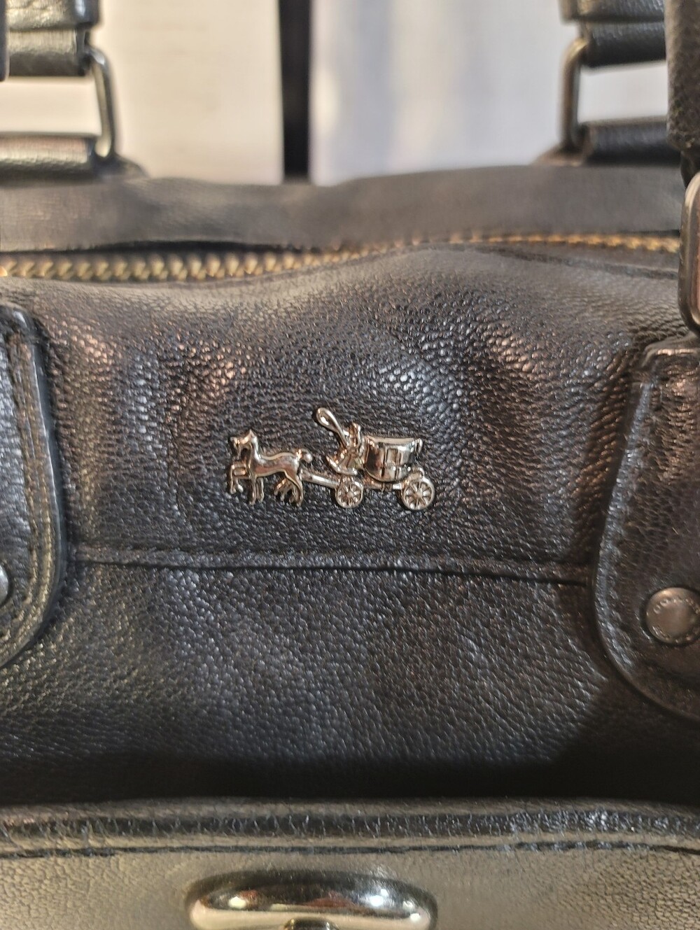 Coach Rhyder 33689 Black Leather Satchel Crossbody Doctor Bag - Picture 11 of 14